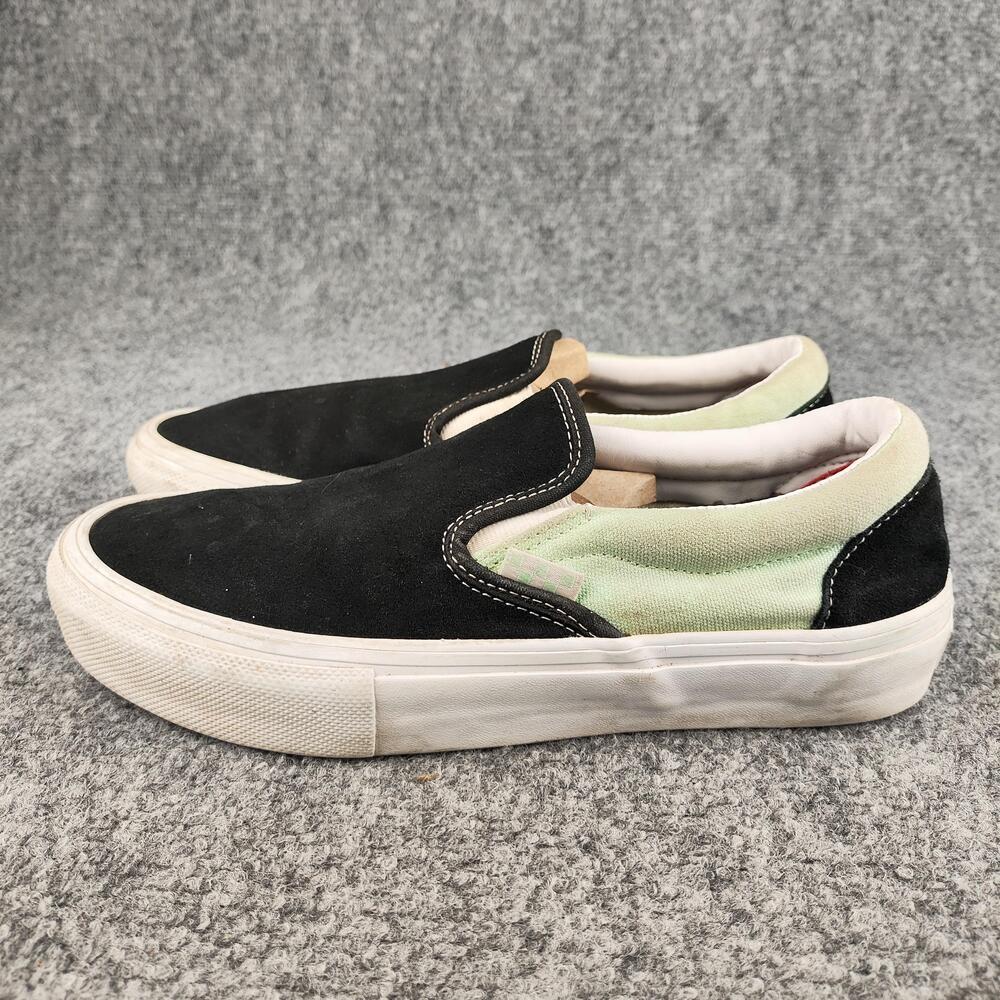 Vans Slip-On Shoes Mens Size 7 Black Suede Low Top Skate Canvas Casual Sneakers